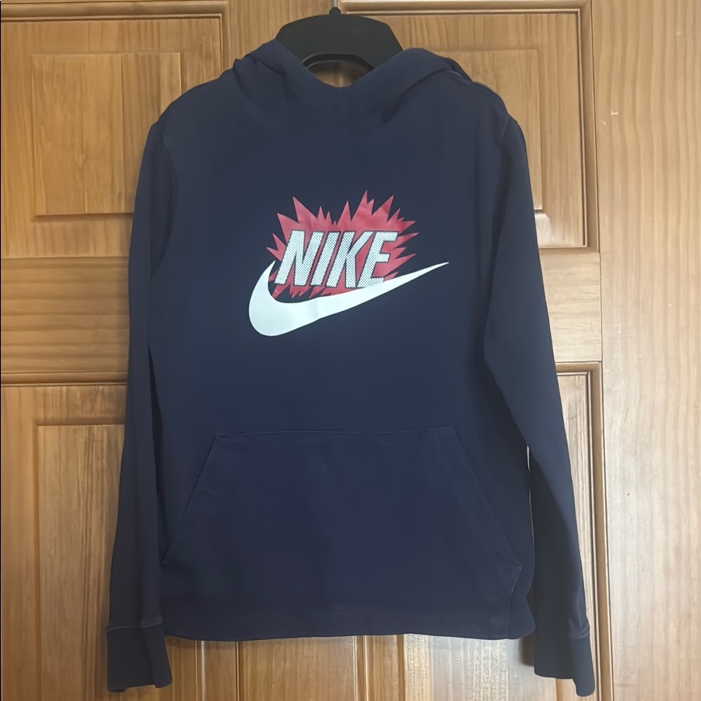 Nike Youth Boys Hooded Hoodie Shirt Small Navy Blue Red